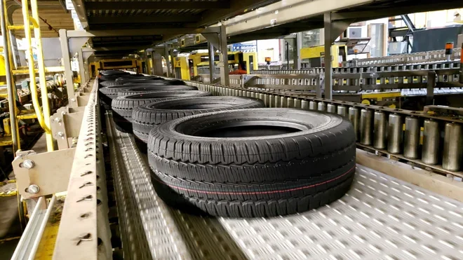 Automated tire and wheel handling system for industrial manufacturing and material handling applications.